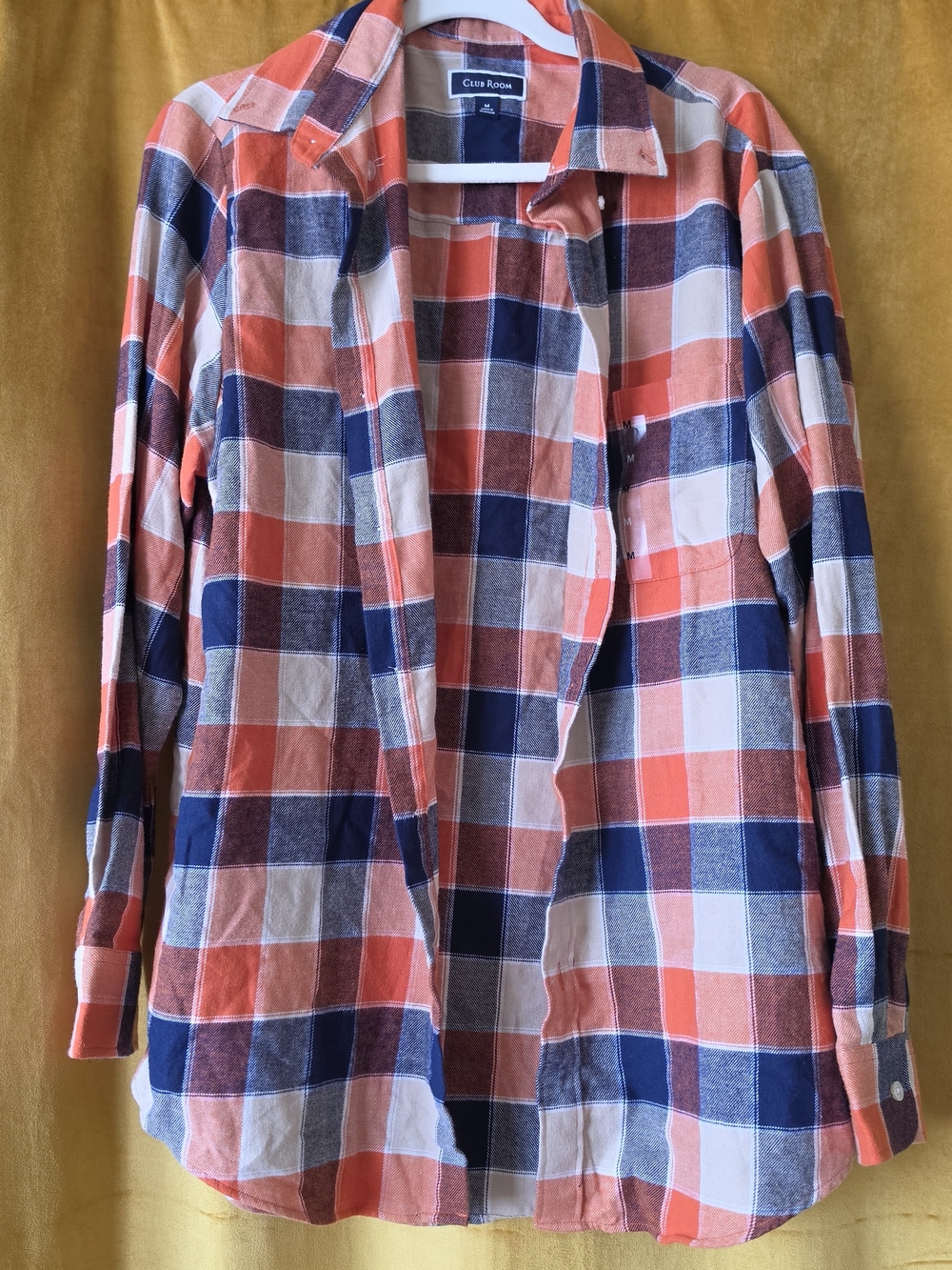 Club Room Orange, Navy & White Plaid Button-Down Shirt